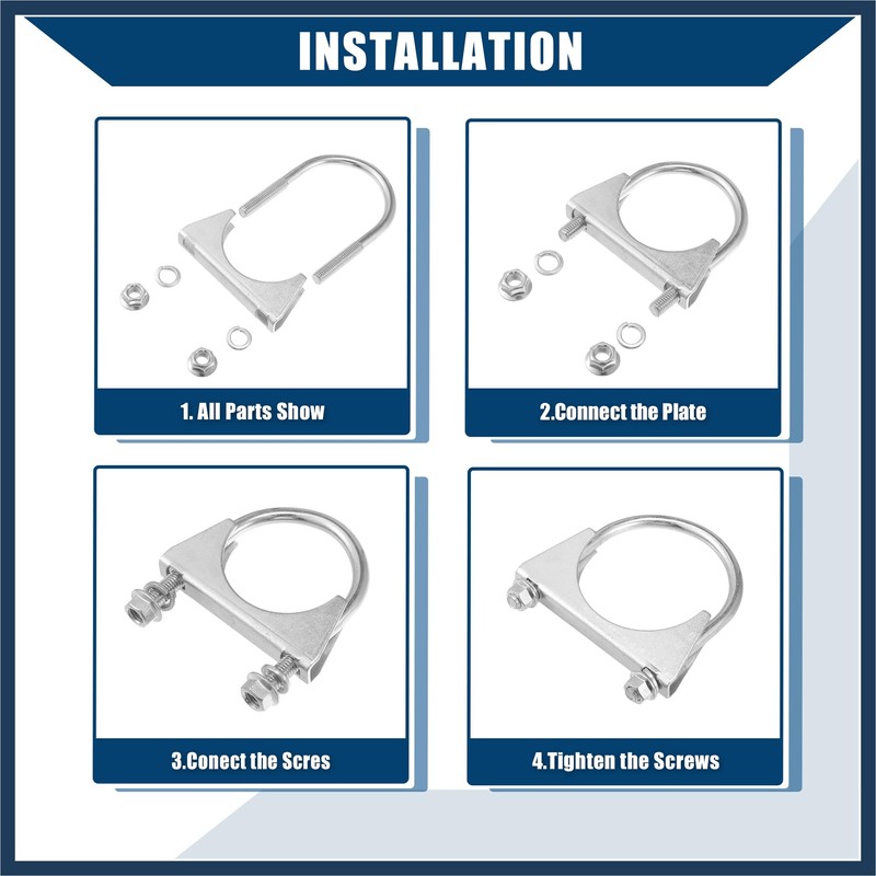 INFINAUTO Round U Bolt Muffler Exhaust Clamps for Car /