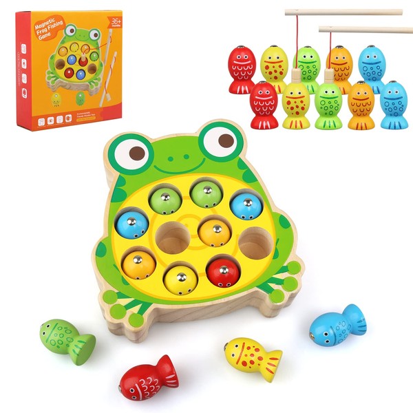 Ballery Wooden Toy from 1 Year, Magnetic Fishing Game, Wooden