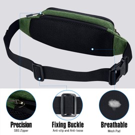 Waterfly Bumbags Waist Fanny Pack Ladies Fashion Bum Bag with Adjustable Belt for Sport Running Hiking Jogging Girls Women Men (Green)