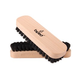 biped Set of 2 Beech Wood Shoe Brush with Natural Bristles for Cleaning or Polishing z2345 (2 x Dark)