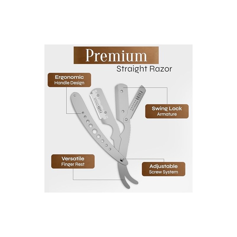 100 Blades + Facón Classic Professional Straight Edge Barber Razor