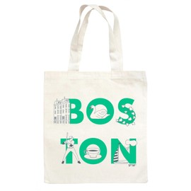 MAPTOTE Grocery Canvas Tote - Reusable Cotton Canvas Bag for Shopping, Daily Errands, Beach Trips and Travel - Screenprinted, Earth Friendly, and Made in USA - Font Style, Boston