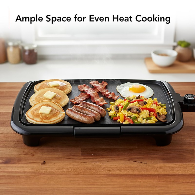 OVENTE Electric Griddle with 16 x 10 Inch Flat Non-Stick