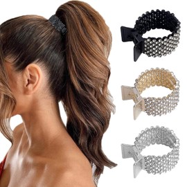 WUPENGSA High Ponytail Clips, High Ponytail Hair Clips, Metal, Non-Slip, Pack of 3, Black, Small, Women, Elegance, Updos, Formal Occasions, Mother's Day