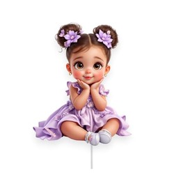 Floral Baby Shower in Bloom Girl Centerpiece Party Decorations, 1st Birthday Table Decor, Spring Summer Garden Theme Party Decor (Lavender Brunette)