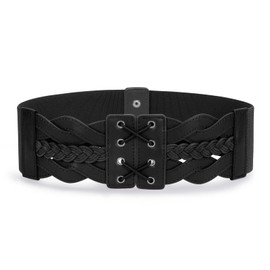 JASGOOD Women Elastic Wide Vintage Stretchy Belt for Dresses Retro Fashion Waist Belt