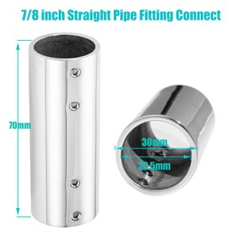 Handrail Straight Pipe Fitting Connector,AICWIOO 7/8 Inch 316 Stainless Steel Emt 2-Way Tube Connector Heavy Duty Bimini Top Hardware Conduit Connector for Deck Yacht/DIY project（2PCS）