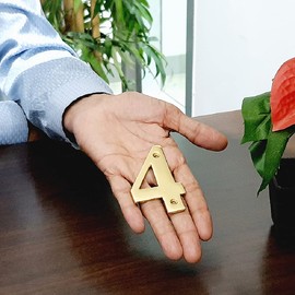 Doris 3-Inch Solid Brass-Polished Finish, Mailbox Address Numbers, House Numbers For Outside House Door Number, House Number Plaque (Number 4)