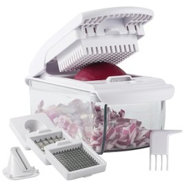 Cook with Color Vegetable Chopper - Multifunctional 11 in 1 Vegetable Chopper with Container - Food Chopper to Dice, Chop, Slice, Julienne and Spiralize, Gray