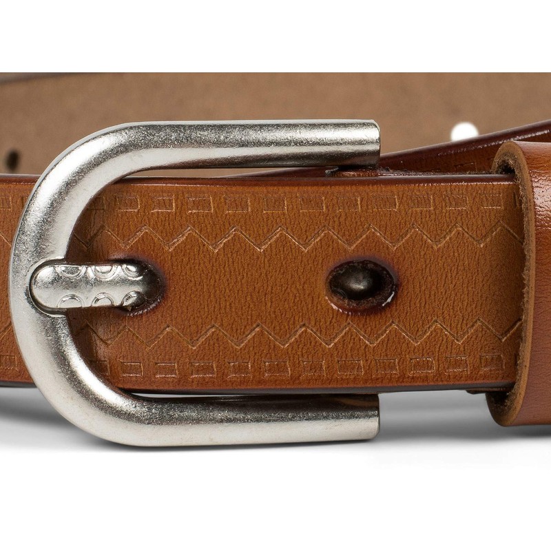 styleBREAKER 03010110 Women's Leather Belt Plain Colours with Aztec Prongs