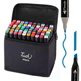 Salubluria Alcohol Markers Set - Coloring Markers for Adults and Kids, 60 Colors Art Marker with Chisel & Fine Dual Tips, Drawing Marker with Carrying Bag and Stand Case