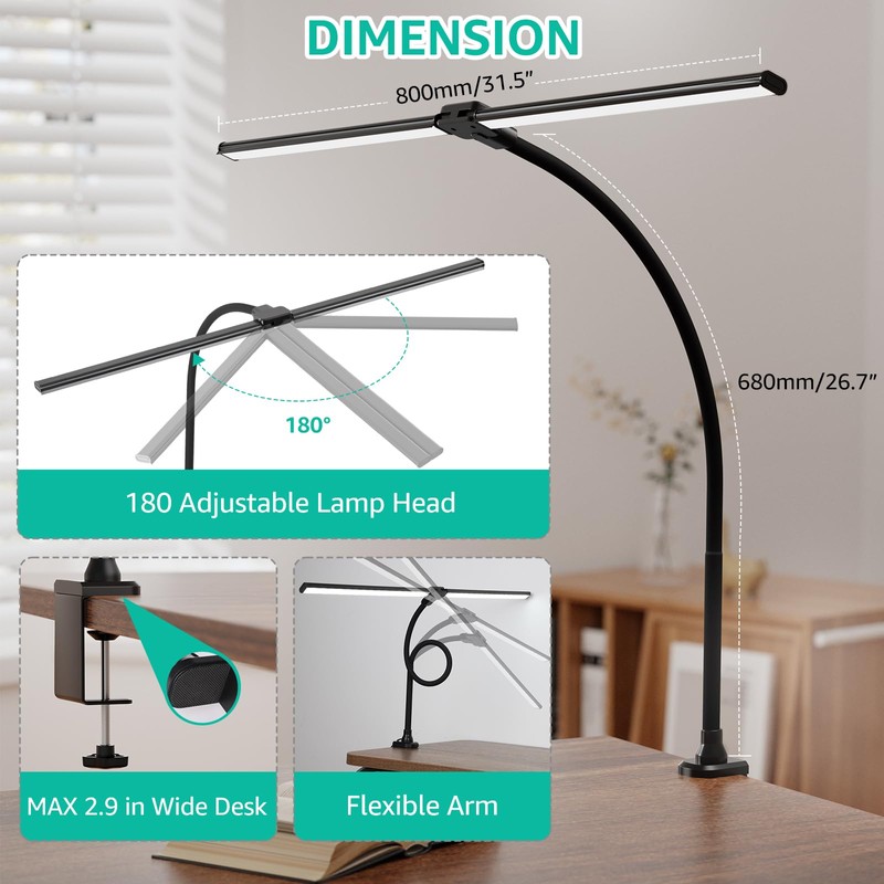 ShineTech LED Desk Lamp for Home Office, 4000K Neutral White