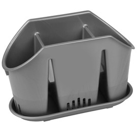 YBM Home Multipurpose Cutlery Utensil Drying Rack Storage Holder 3 Compartments Base Tray, Serves as Kitchen Sink Drying Rack Silverware Holder for Dinner Table,38-1227Greyvc 7.5x3.25x5.75