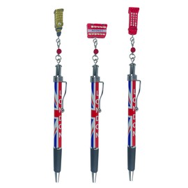 LILAJ Set of 3 London Charm Pens – Featuring Union Jack, Bus, Royal Guard, Post Box, and Iconinc Big Ben, Tower Bridge Designs – Iconic London Landmarks Gift – Perfect Collectible British Souvenir