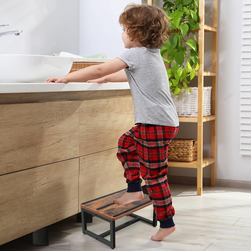 Wooden Step Stools for Non-Slip Rubber Feet, Heavy Duty Stepping