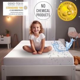 Bisoo Fitted Sheet 60 x 120 cm Baby Mattress Protector 60 x 120 cm Baby Waterproof (Top + Corners) Bed Sheet for Baby Cot 100% Cotton Jersey Oeko-Tex Waterproof Fitted Sheet 120 x 60 1 Piece Grey