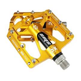 FrontStep Dark Yellow Gold Orange High Quality Aluminium Alloy Non-Slip Pedals Lightweight MTB/Mountain Bike/Road Bike/City Bike/Cycling Pedal/BMX with Cr-Mo Steel Spindle Bicycle Pedals (Golden)