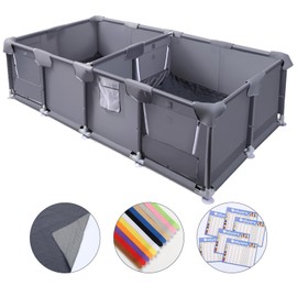 2 Rooms Whelping Box for Dogs,76 × 38 ×20in Whelping Box for Dogs and Puppies Overall 150D Oxford Fabric with Waterproof Whelping Pad ID Collars for Medium Small Dogs