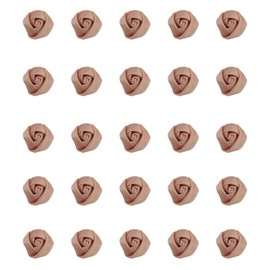 Ruwado 25 Pcs Satin Fabric Rose 1.5 CM Cute Mini Vintage Flowers for DIY Crafting Sewing Dress Hair Pin Headband Wedding Party Decoration Supplies (Coffee Gold)