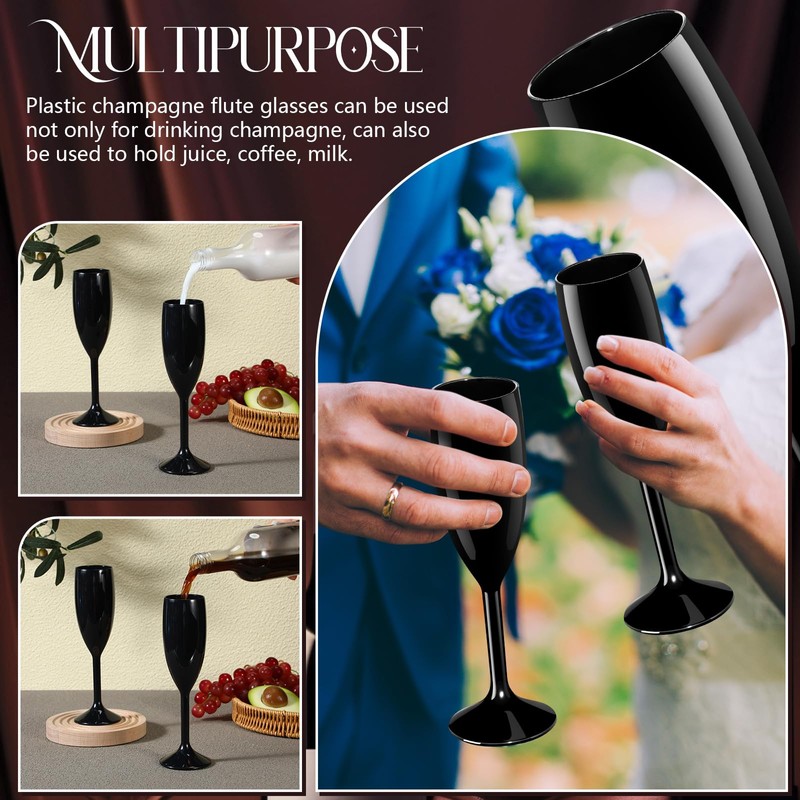 Maxcheck 24 Pcs Champagne Flutes Bulk Acrylic Toasting Drinking Flute