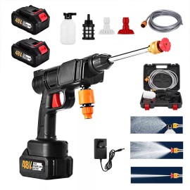 Portable Cordless Electric High Pressure Water Spray Gun Car Washer W/ 2 Battery