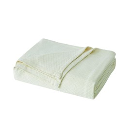ROYAL VELVET Dream Cotton Ivory Full/Queen Blanket, Solid Textured, for Men and Women, Oeko-TEX Certified Confidence