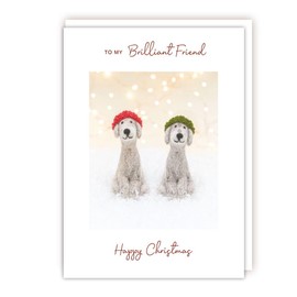 Tracks Publishing Brilliant Friend Christmas Card - Dogs in Woolly Hats - Eco-Friendly