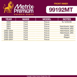 Metrix Premium Chassis Parts - 2 PC Front Inner Tie Rod End Kit Fits 2006 Ford Focus, 2005 Ford Focus, 2004 Ford Focus, 2002-2004 Ford Focus, 2000-2001 Ford Focus, Replacement EV419, Made in Europe