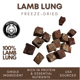 Freeze Dried Lamb Lung Treats for Dogs & Cats - 100% Lamb Lung- Single Ingredient Pet Treats - Lamb Lung Dog Treats Made in USA - Lamb Lung Treats for Cats & Dogs - Lamb Lung Bites - 3 OZ.