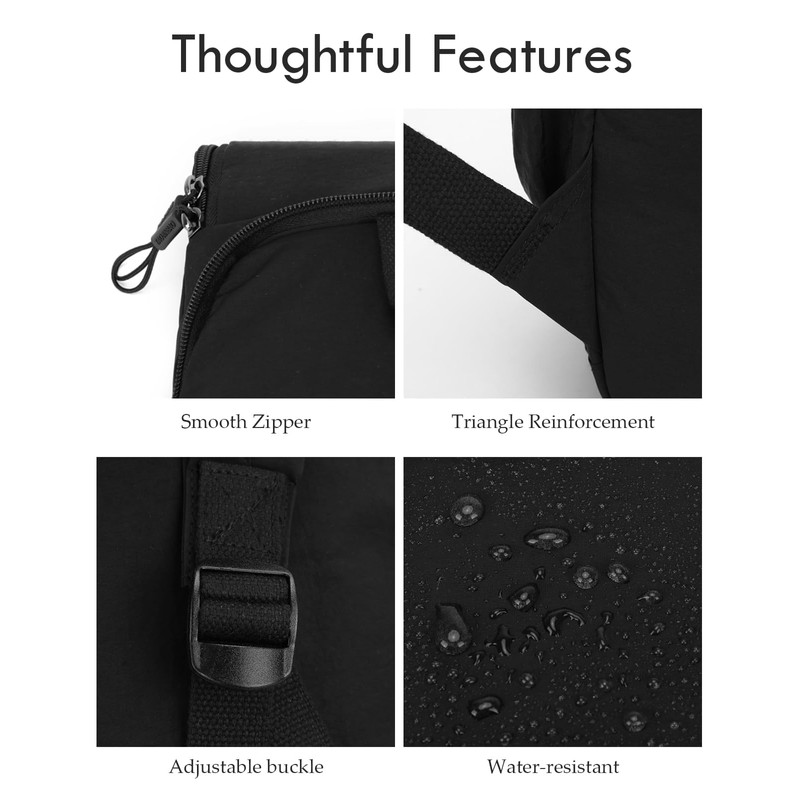 Foldable Backpack for Women, Lightweight Travel Backpack Purse Black
