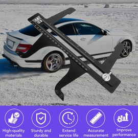 Brake Measuring Tool, 6.5 to 14.25 Inch Double Scale Stainless Steel Brake Drum Measuring Resetting Tool, Brake Resetting Gauge Tool for Rear Drum Brake Lining Shoe