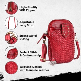 VILENCA HOLLAND Genuine Leather Small Leather Crossbody Bags For Women Cell Phone Purse, Trendy Casual Travelling Bag With Adjustable & Detachable Strap