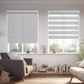 Changshade Zebra Blinds with Cord for Windows Sliding Glass Door Light Filtering, Zebra Roller Shades Dual Layer Day Night Inside Outside Mount Easy Install, Shade Size 54.5" Width×64" Height, Grey