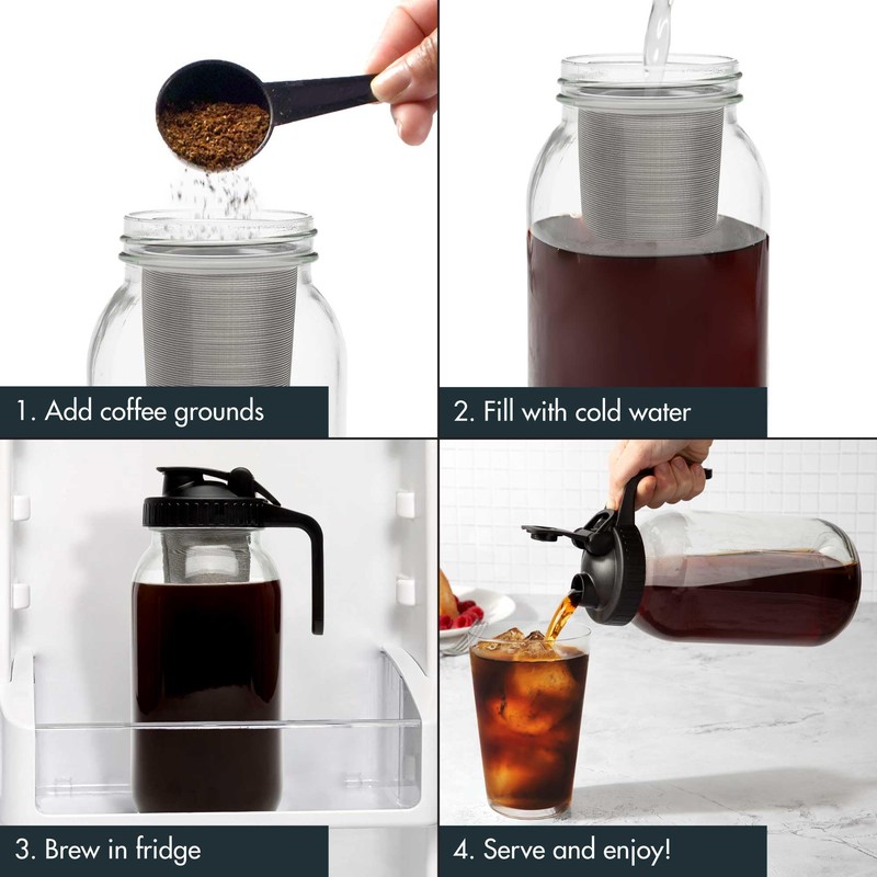 Primula Mason Jar Cold Brew Iced Coffee Maker with Stainless