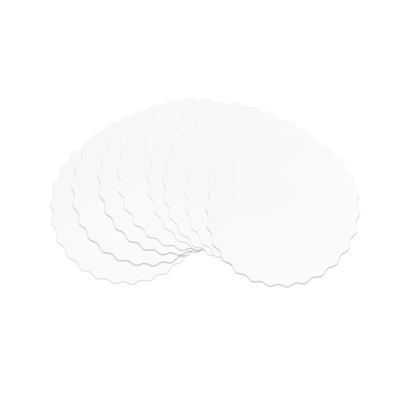 qiqee Matte White 8 Inch Wave Cake Boards Round 50-Packs