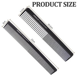 Carbon Comb, Pack of 2 Compact Carbon Combs, Coarse Fine 2 Teeth, Salon Hairdresser Hair Care Tools for Men and Women with Different Types of Hair