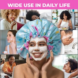 BE BEAUTIFUL EXTENSIONS Premium Ruffle Silk Satin Sleeping Bonnets Hair, Moisture Retention, and All-Night Comfort. Keep Your Hair Healthy and frizz-Free Blue Pink