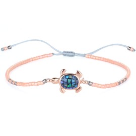 Kelitch Miyuki Beads Abalone Turtle Wrap Bracelets Friendship Bracelet New Turtle Adjustable Bracelets, pink
