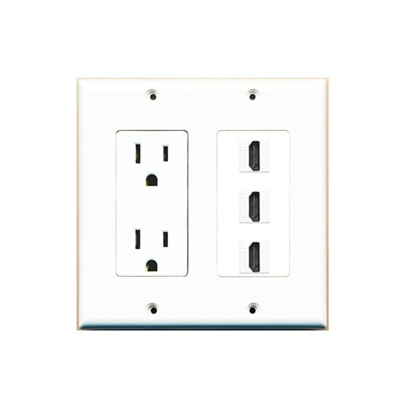 RiteAV - 15 Amp Power Outlet 3 Port HDMI Decorative