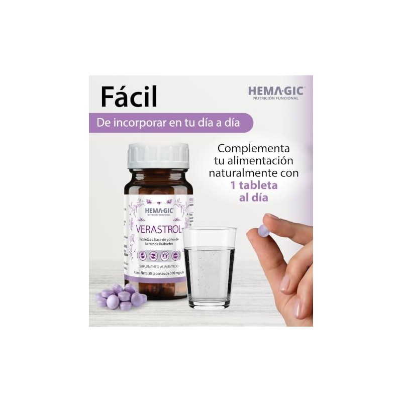 Antioxidante Natural Suplemento Mujer Madura Verastrol Extracto Err731 Ruibarbo Siberiano
