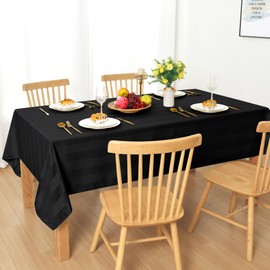 DWCN Rectangle Tablecloth - Waterproof,Spillproof Anti-Shrink Soft Striped Table Cover for Kitchen Dining, Party, Picnic, 54 x 80 Inch, Black