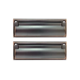 QCAA Solid Brass Mail Slot, with Solid Brass Interior Frame and Solid Brass Back Plate, 8-7/8''X2-7/8", Venetian Bronze, 1 Pack, Made in Taiwan