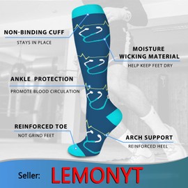 CTHH 7 Pairs Graduated Copper Compression Socks Women & Men Circulation 20-30 mmHg-Best for Running,Nurse,Travel,Cycling