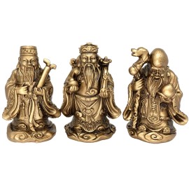 Betterdecor Feng Shui  Fuk LuK Sau/Fu Lu Shou Three Chinese Gods Sets Home Office Statue Dec