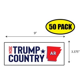 Tampa Printing 50 PACK 3.37"x 9" TRUMP COUNTRY ARKANSAS Sticker Decal Gift MAGA Trump BS0081