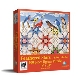 SUNSOUT INC - Feathered Stars - 500 pc Jigsaw Puzzle by Artist: Rebecca Barker - Finished Size 18" x 24" - MPN# 24210