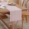 meioro Rustic Table Runner with Tassels, 33 x 163 cm,
