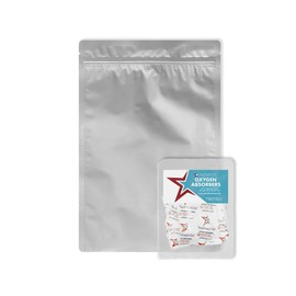 PackFreshUSA: Quart (8" x 12") AirTight Seal-Top Mylar Bags - 300cc High-Capacity Oxygen Absorbers - Long-Term Food Storage – Heavy Duty 5 Mil Thick (Per Side) - Resealable - Heat Sealable - Food Grade – Rounded Corners - Free Guide -Pack of 50