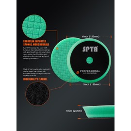 SPTA 10 Pcs Detailing Set, 5Pc 5 inch Buffing Polishing Pads, 1 Microfiber Finish Pad, 1-16 oz Polishing Cleaner, 1 Conditioning Brush, 2-16"*16" Microfiber Towel. for Dual Action and Rotary Polishers