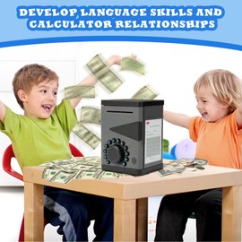 Boys Piggy Bank, Challenge Childs’ Money Saving Habits, Saquuiui Kids Safe ATM Machine, 2024 Electronic Coin Money Bank, Xmas Birthday Present for Boy Ages 3-13 (Black)